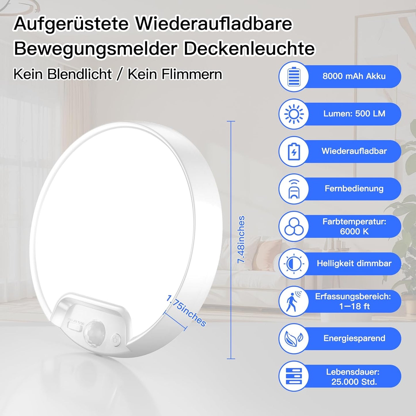 Kabellose Deckenlampe mit Bewegungsmelder – Magnetisch & super praktisch
