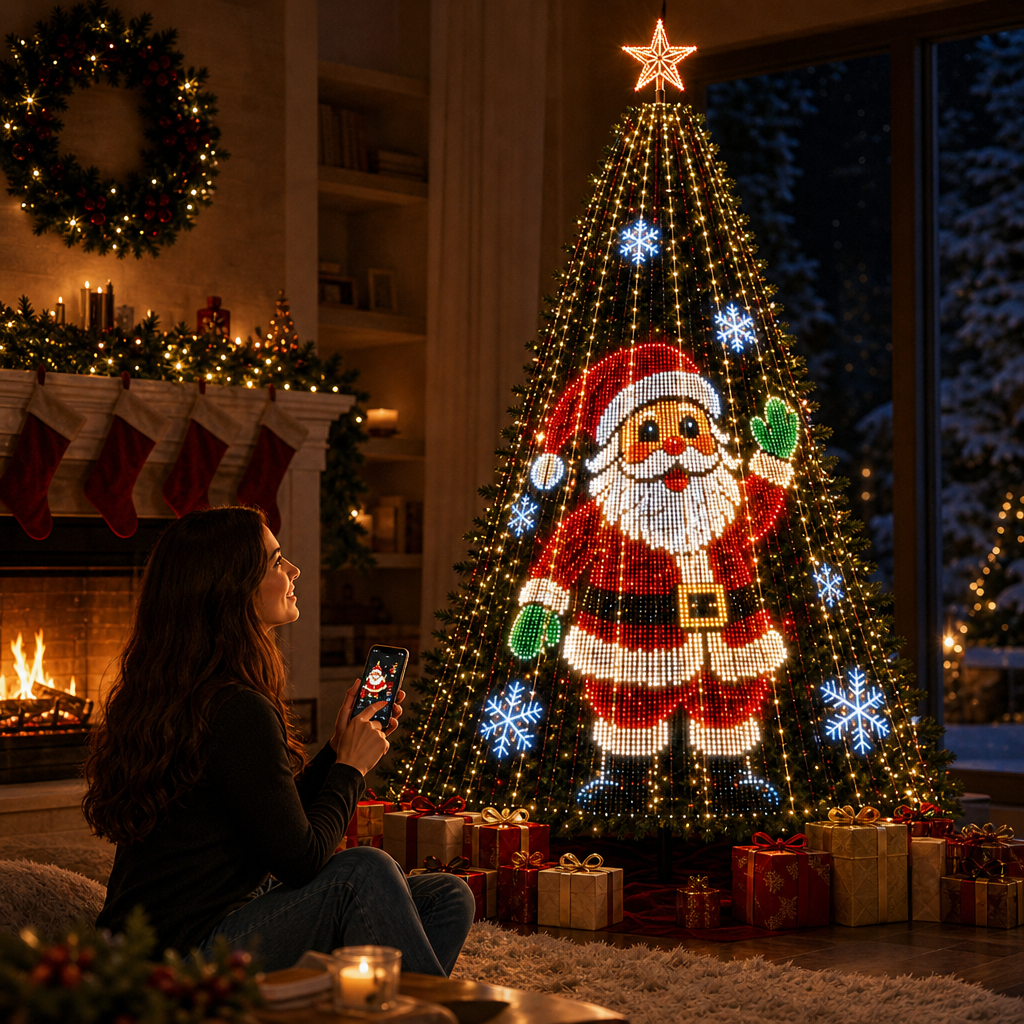 Glowmation™ | App-gesteuerte LED-Weihnachtsbaum-Lichterkette mit animierten Lichteffekten