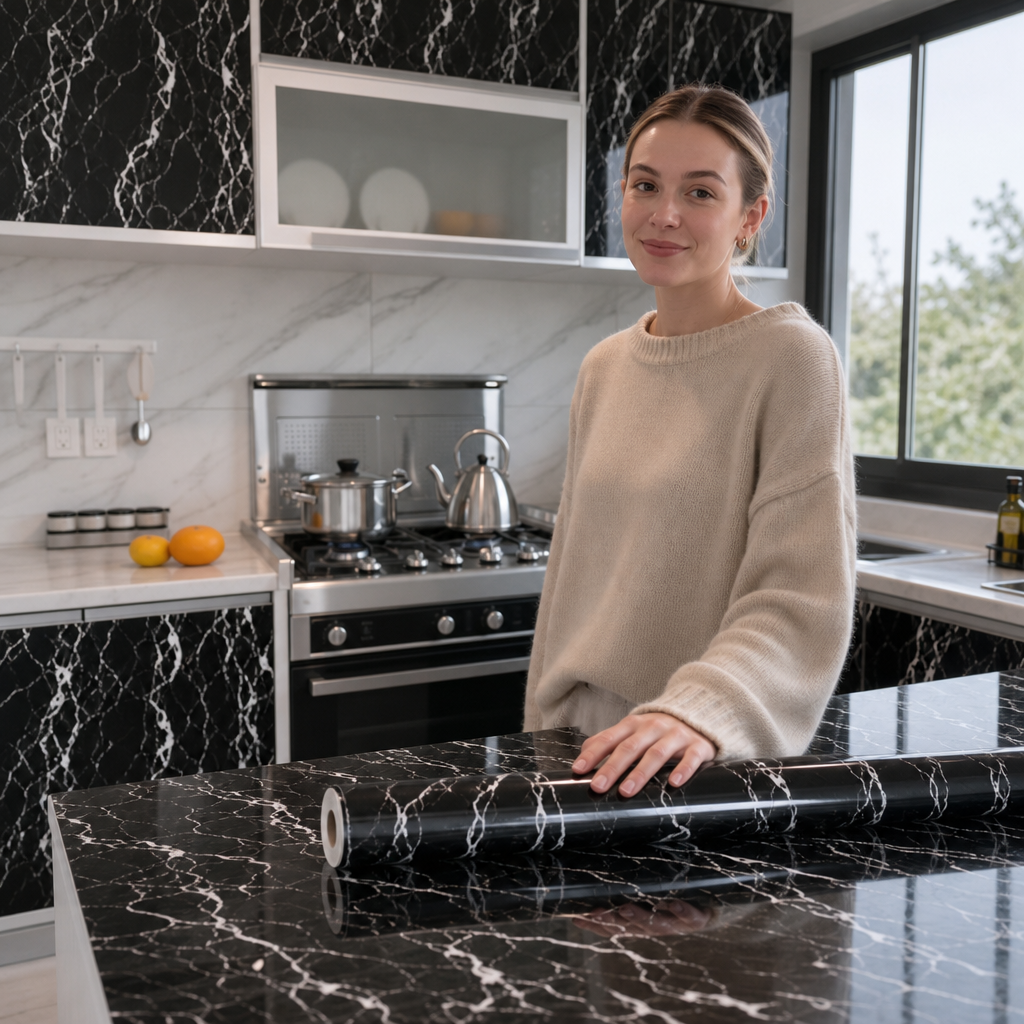 Marbelle™ | Selbstklebende Marmor-Tapete (60 cm × 10 m) – Verwandle Küche & Möbel im Handumdrehen in einen edlen Hingucker!