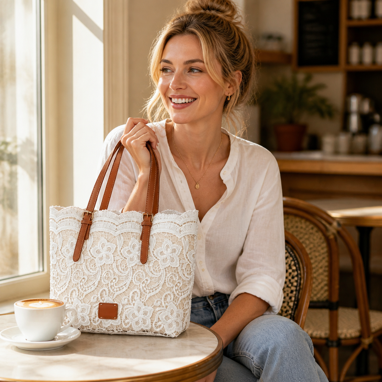 Lacelune™ – Schultertasche mit floraler Spitze für deine täglichen Essentials