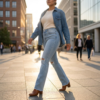 Denara™ | High-Waist-Schlagjeans mit modischen Rissen – Figurbetonender Vintage-Look