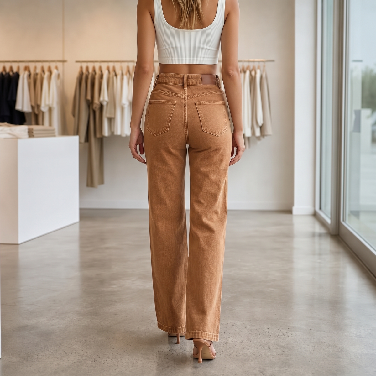 Highline™ – Trendige High-Waist-Wide-Leg-Jeans mit Doppelknopf-Bund