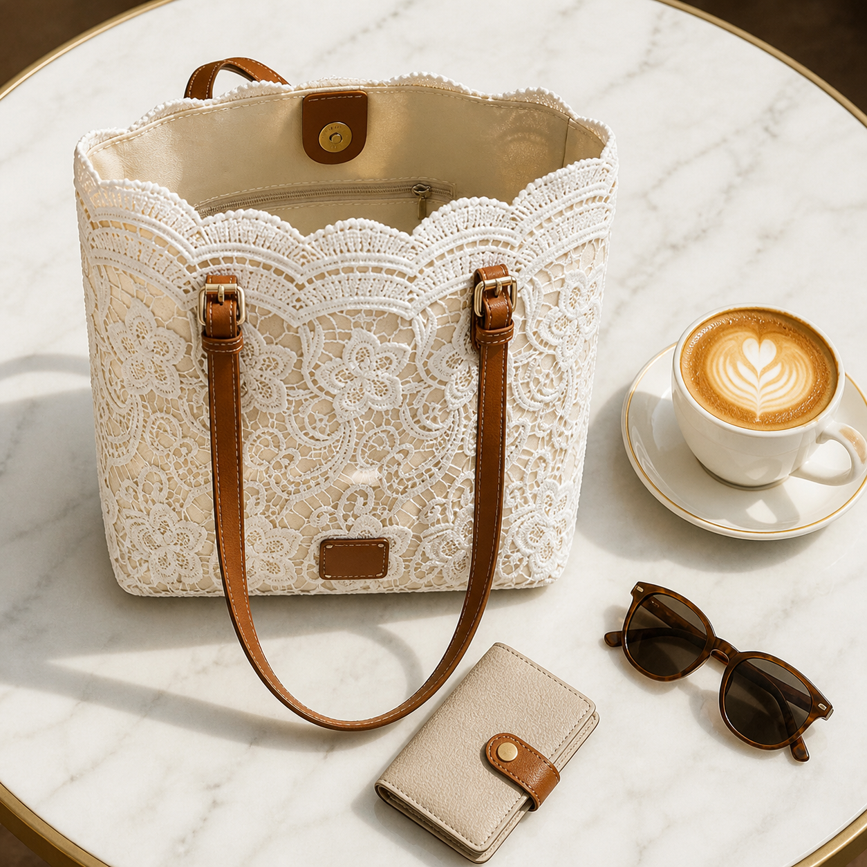 Lacelune™ – Schultertasche mit floraler Spitze für deine täglichen Essentials