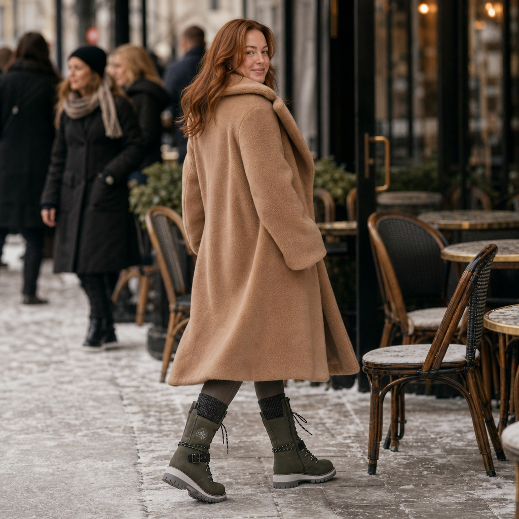 Cozette – Winterstiefel mit Strickschaft für breite Füße