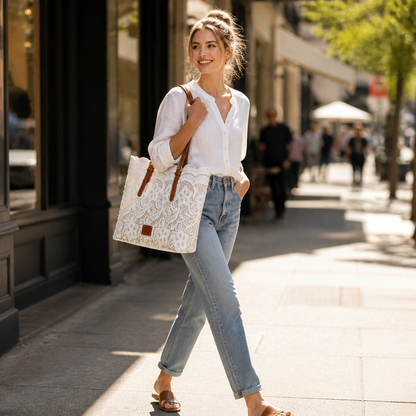 Lacelune™ – Schultertasche mit floraler Spitze für deine täglichen Essentials