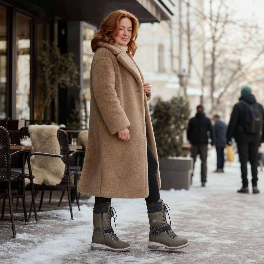 Cozette – Winterstiefel mit Strickschaft für breite Füße