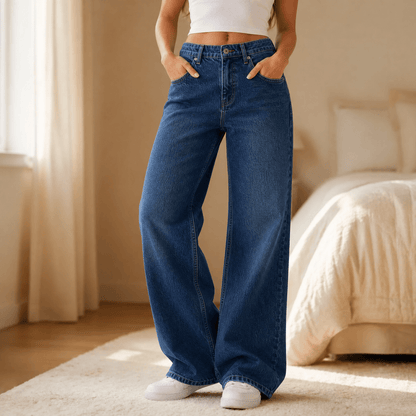 Lunavia™ | Damen-Vintage-Jeans mit weitem Bein & lockerer Passform – Stilvoller Komfort für jeden Tag