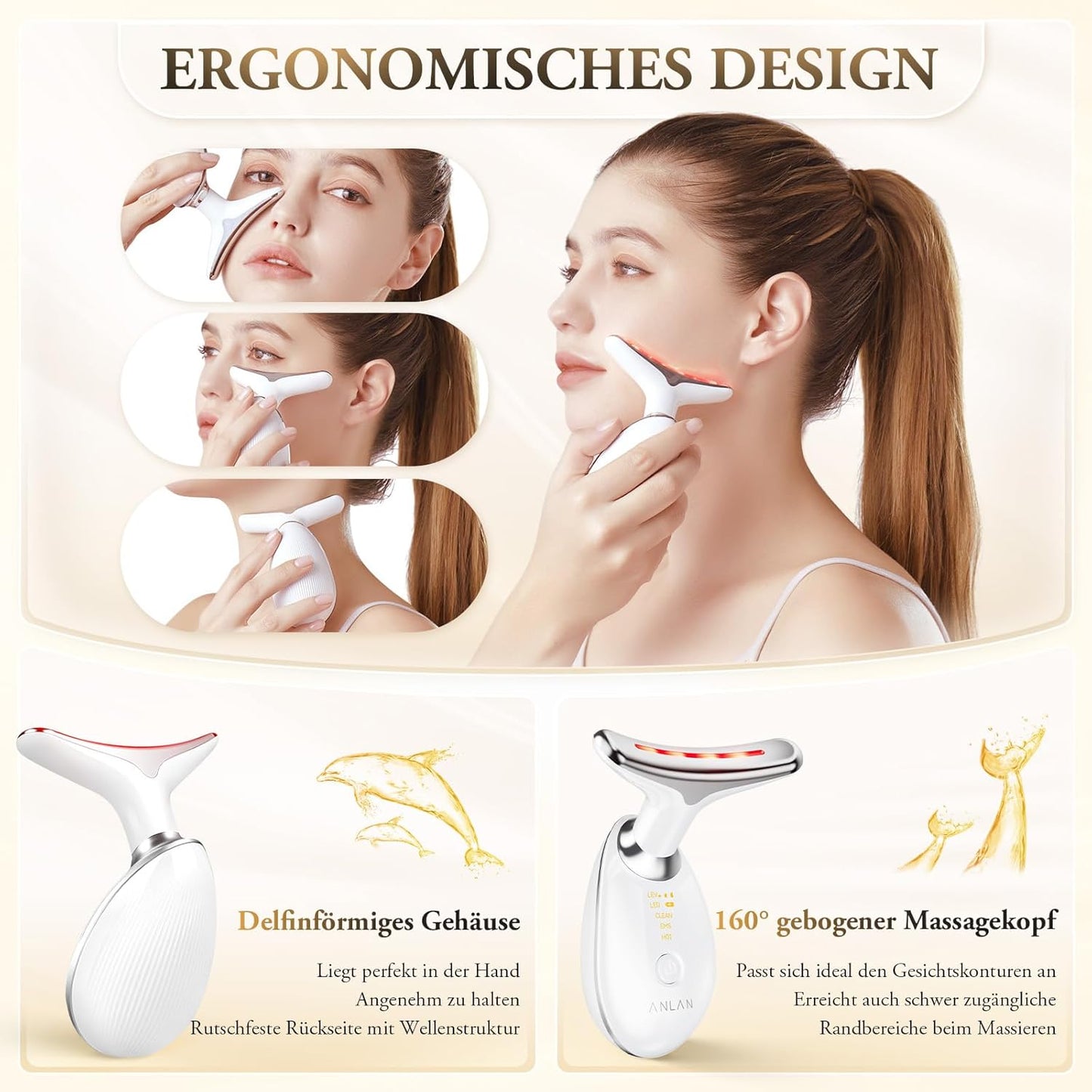 Vellista SkinLift™ | Mikrostrom & LED-Therapie für Gesicht & Hals | bekämpft Hautunreinheiten und lässt die Haut strahlen