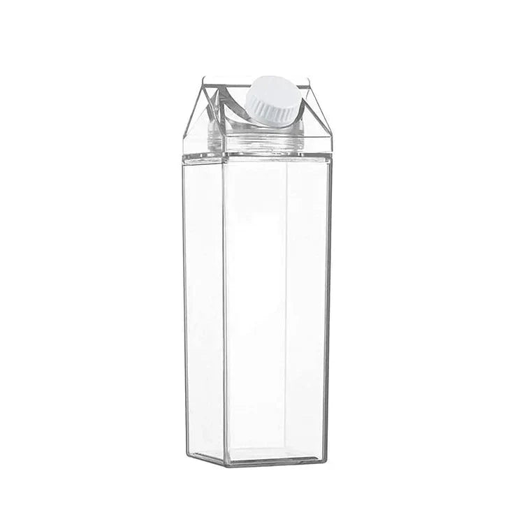 HydraCube — Auslaufsichere, quadratische Trinkflasche im Milchkarton-Design