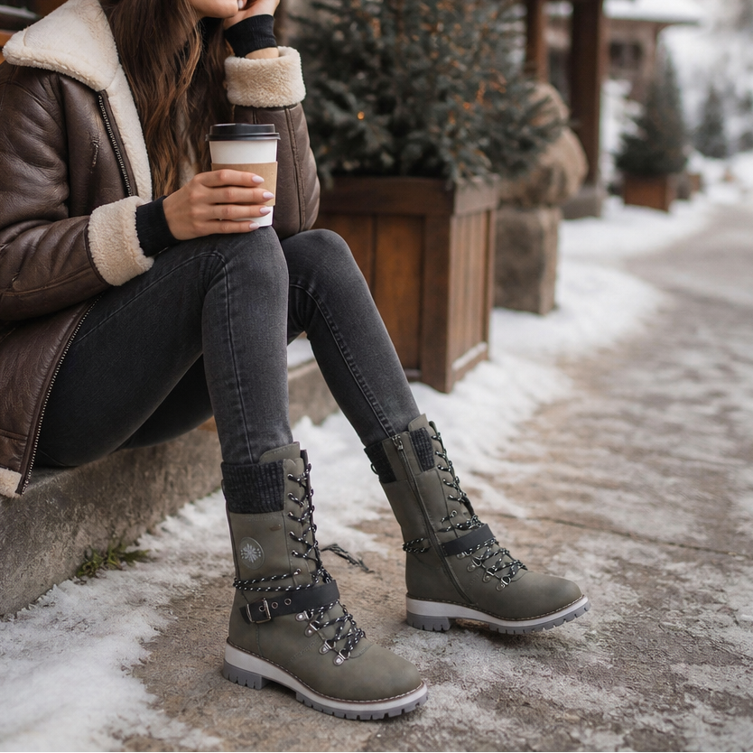 Cozette – Winterstiefel mit Strickschaft für breite Füße
