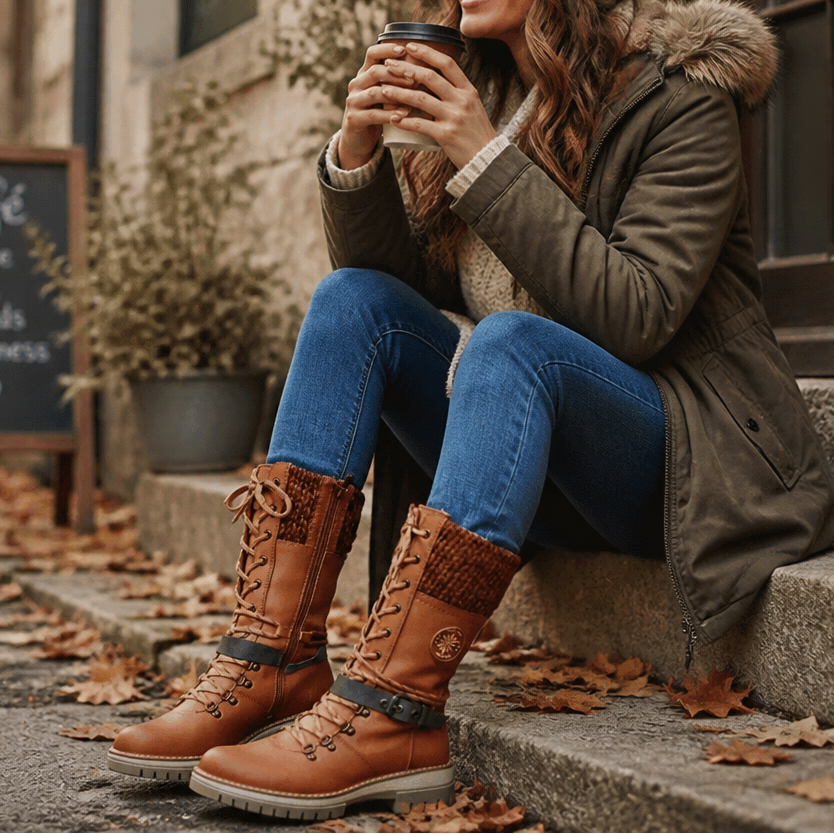 Cozette – Winterstiefel mit Strickschaft für breite Füße
