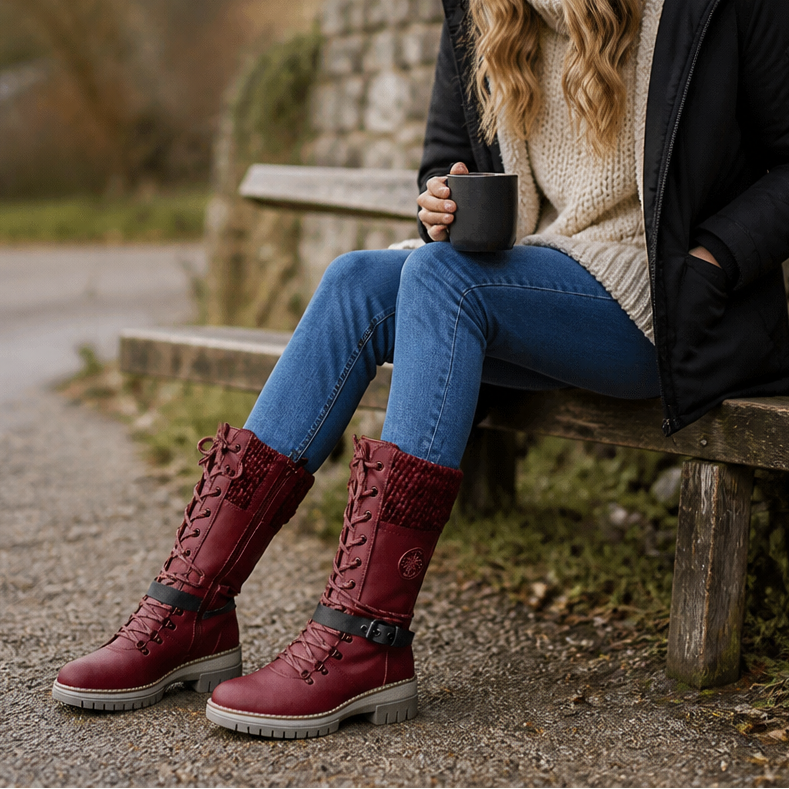 Cozette – Winterstiefel mit Strickschaft für breite Füße