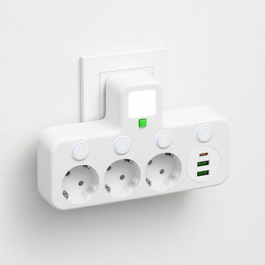 PowerGrid™ | Steckdosenleiste mit 3 Steckdose | Mehrfachsteckdose mit USB & Schalter