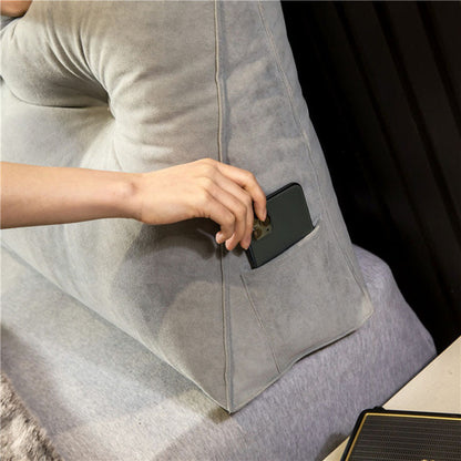 Ergonomisches Rückenstützkissen PremiumKissen™ | Bio-Baumwollbezug & stützende Füllung | Mit Seitentasche | Für Bett & Sofa