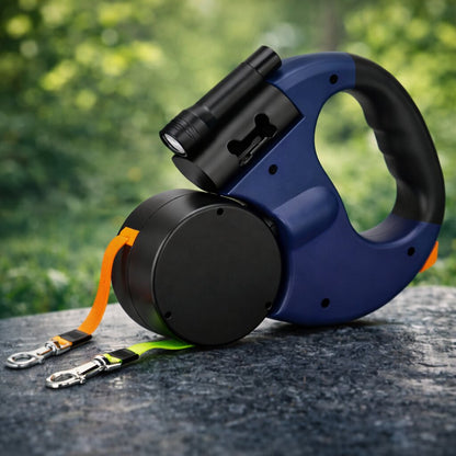 PawLink – Ausziehbare Doppel-Hundeleine mit Licht und Kotbeutelhalter