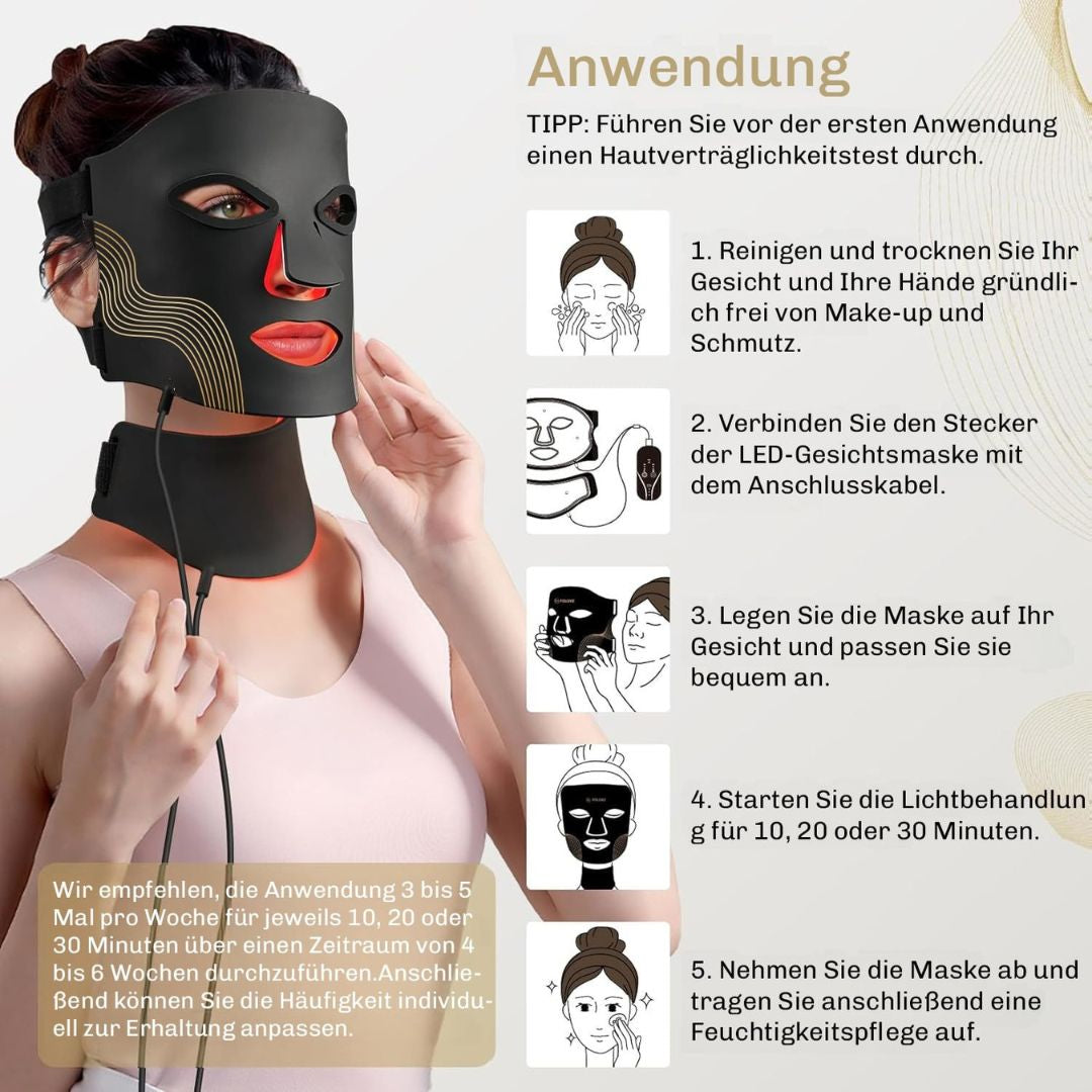 HautGlow™ | Rotlichtmaske | LED Gesichtsmaske | Haut Lichttherapie