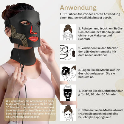 HautGlow™ | Rotlichtmaske | LED Gesichtsmaske | Haut Lichttherapie
