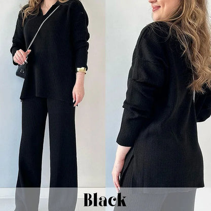 Zweiteiliges Strickset mit V-Ausschnitt