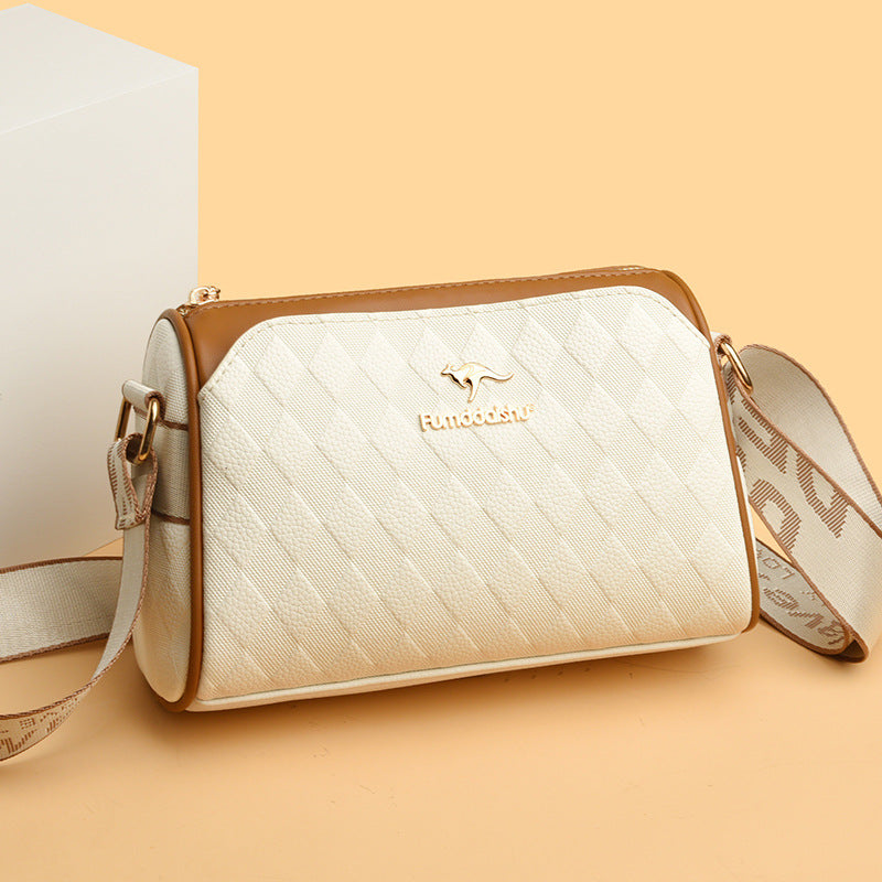 Damen Crossbody Tasche | 3-lagige Fächer & Große Kapazität | PU-Leder mit Diamantmuster | Verstellbarer Schulterriemen