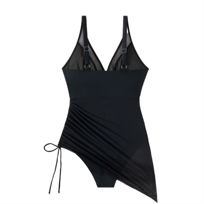 🔥Begrenzte Zeit 50% Rabatt💥Schlankmachender transparenter Sarong-Wickel-Badeanzug aus Netzstoff👙