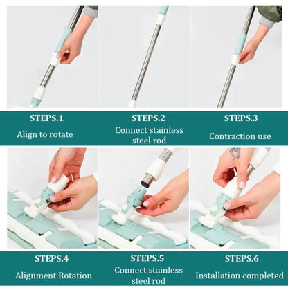 FlexiClean™ | Bodenwischer – Teleskopstiel, Mikrofaser & 360° Reinigung