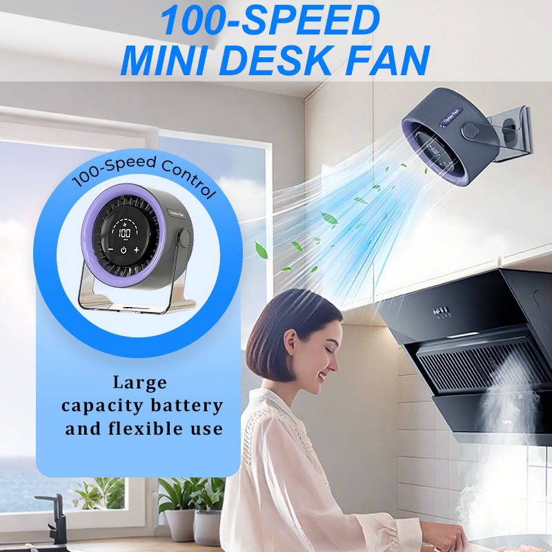 CoolFlex™ | 100-Gang Mini-Tischventilator mit Digitalanzeige