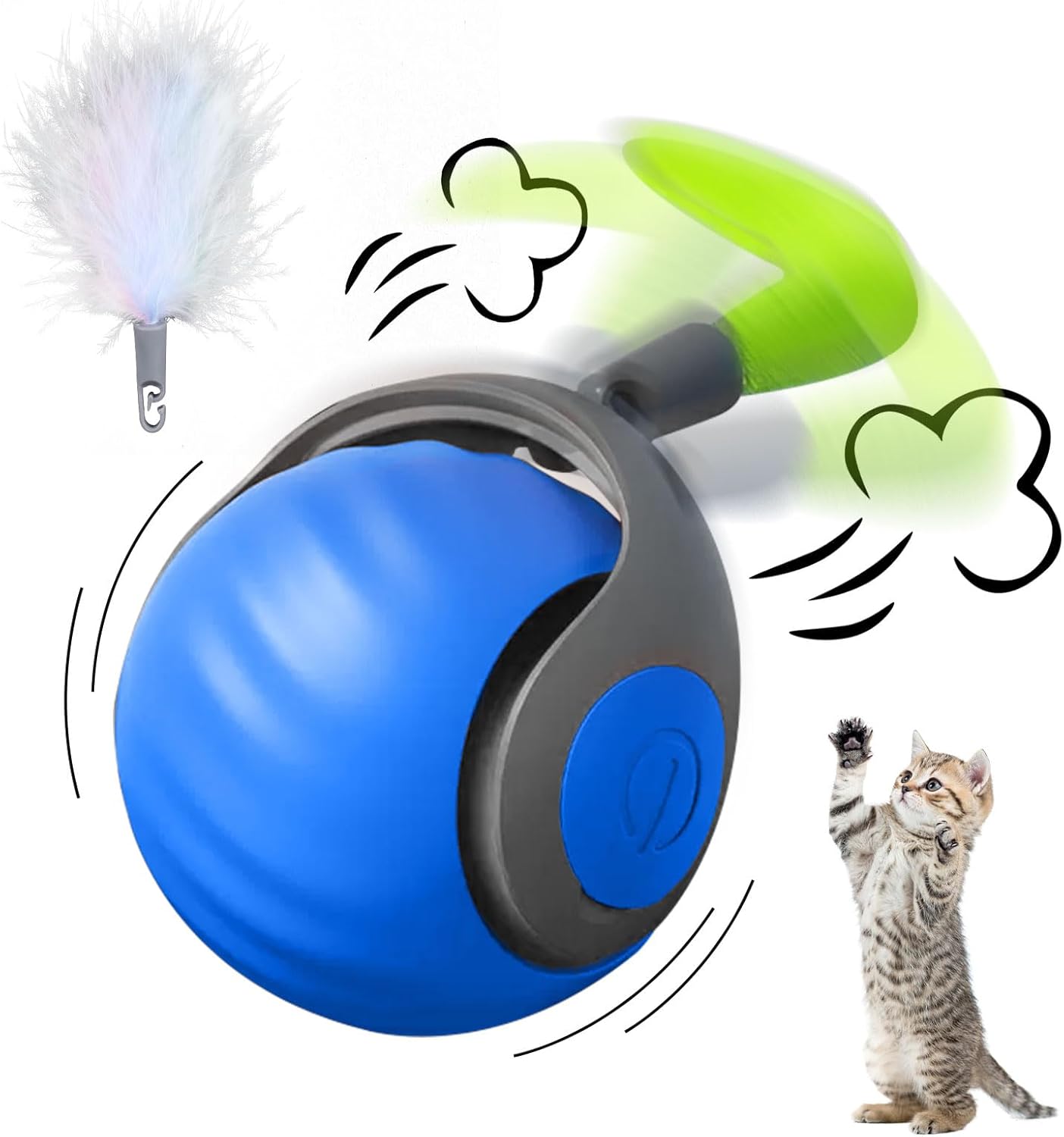 PurrMotion – Interaktiver Wiederaufladbarer Katzenspielball | 1+1 GRATIS