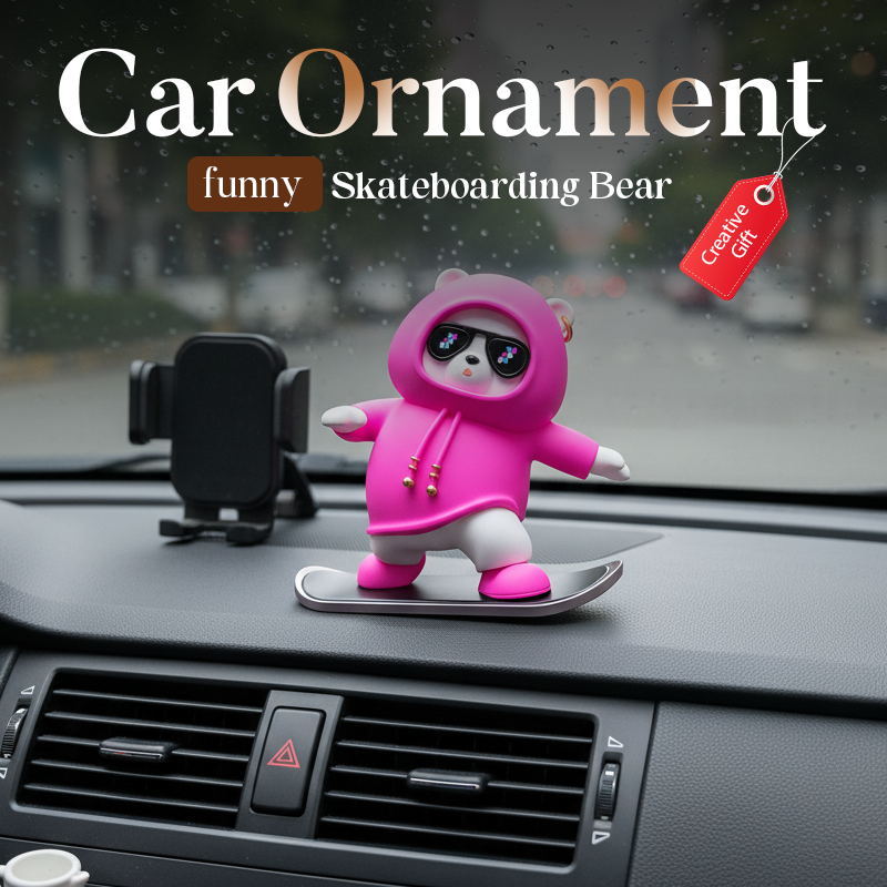 SkateBear – Lustiges Skateboard-Bär Autoornament | 1+1 GRATIS