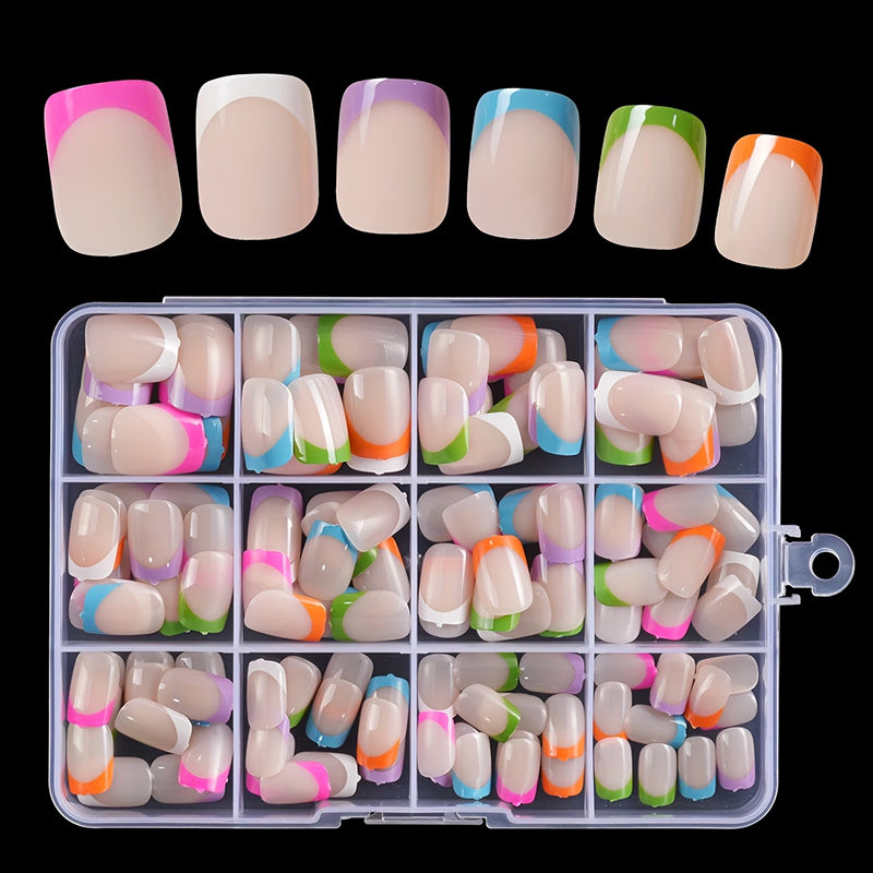 Vernia – Colorful French Tip Press-On Nails, 288-Piece Set + Buy 1 Get 1 FREE