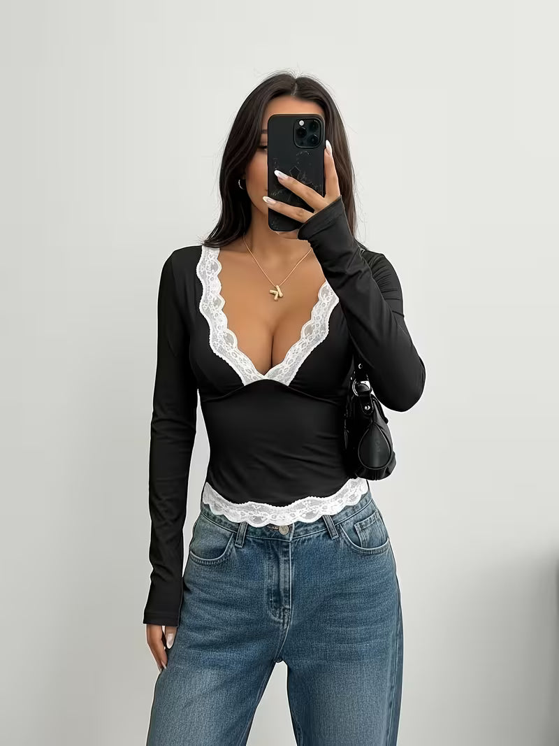 Amelia™ | Elegantes Damen Spitzen-Longsleeve