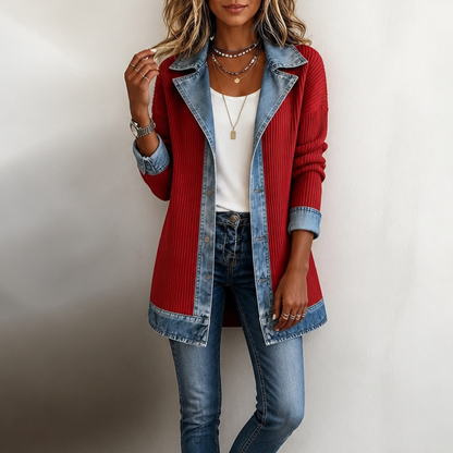 Ribova – Stylische Übergangsjacke mit Denim-Look und wärmender Steppung