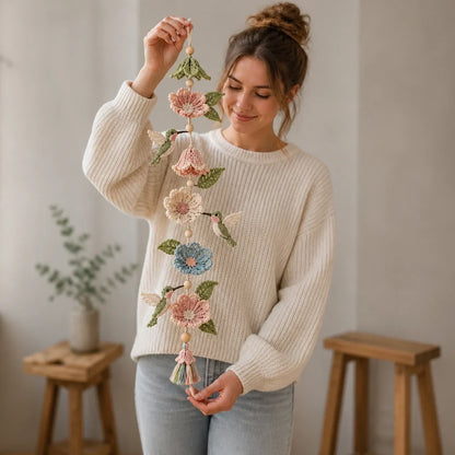 Nur noch heute 50 % Rabatt | Hummingbird Haven™ – Liebevoll handgehäkelte Blumengirlande mit Kolibris für ein gemütliches Zuhause!