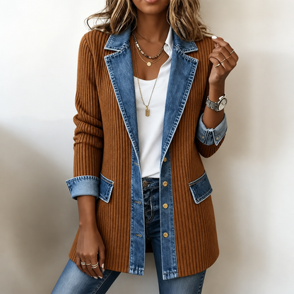 Ribova – Stylische Übergangsjacke mit Denim-Look und wärmender Steppung