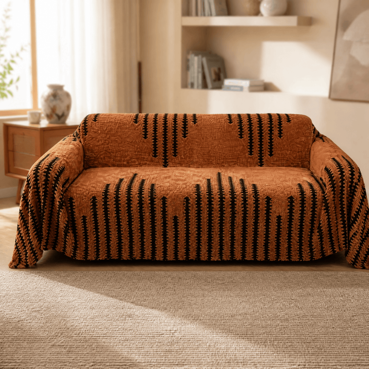 Velura™ | Rutschfester XXL-Plüsch-Sofabezug – Schützt dein Sofa vor Tierhaaren, Kratzern & Flecken!
