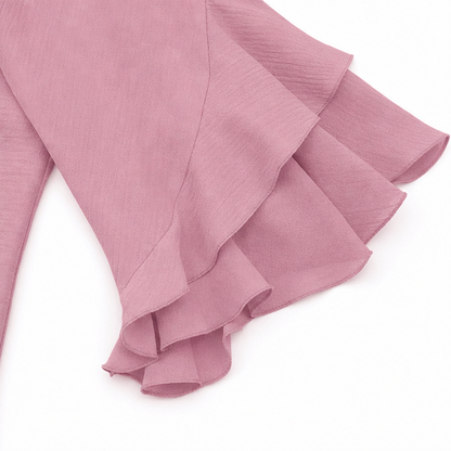 Vivelyn – Women's V-Neck Ruffle Sleeve Blouse, Flowy Casual Top in 4 Colors