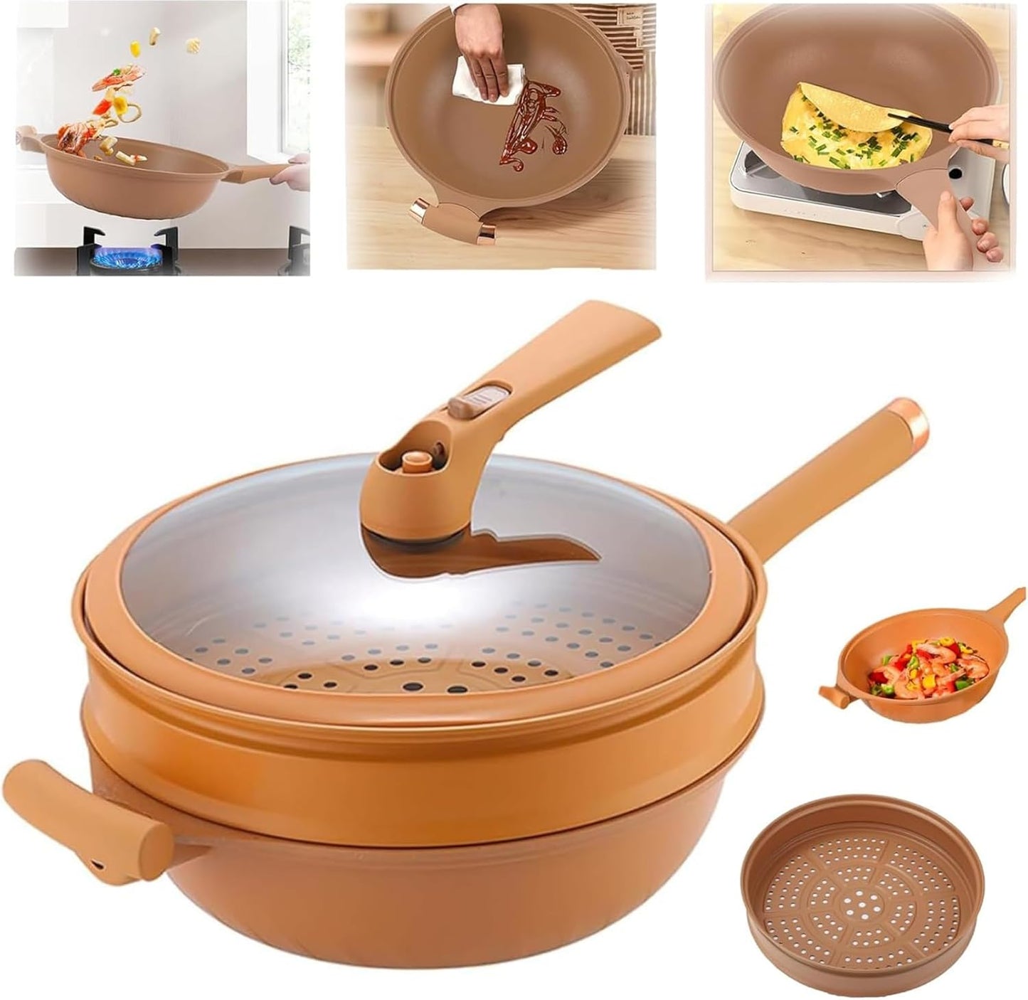 SuperWok – Antihaft-Frittierwok mit Deckel und extra Tiefe