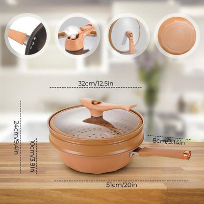 SuperWok – Antihaft-Frittierwok mit Deckel und extra Tiefe