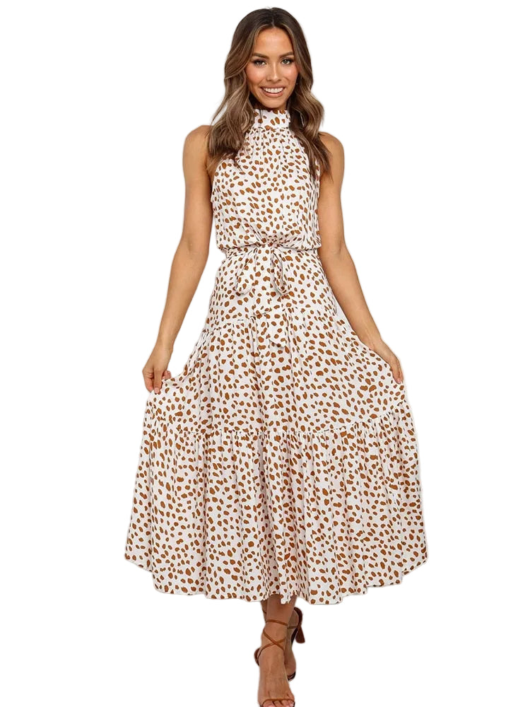 Rosalie | Elegantes Maxikleid mit Neckholder und Print