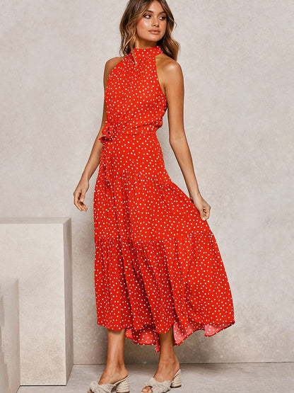 Rosalie | Elegantes Maxikleid mit Neckholder und Print
